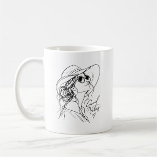 Good Vibes – Elegant Woman Line Art Coffee Mug