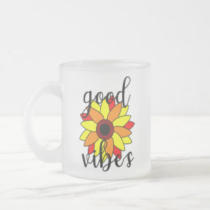 Good Vibes Flower Frosted Glass Coffee Mug