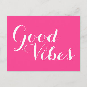 Good Vibes French Fuchsia Magenta Editable Colors Postcard