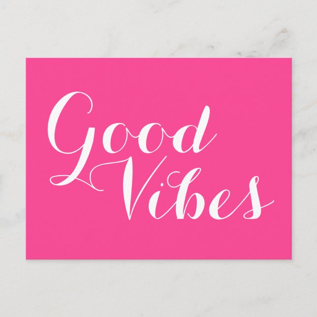 Good Vibes French Fuchsia Magenta Editable Colors Postcard (Front)