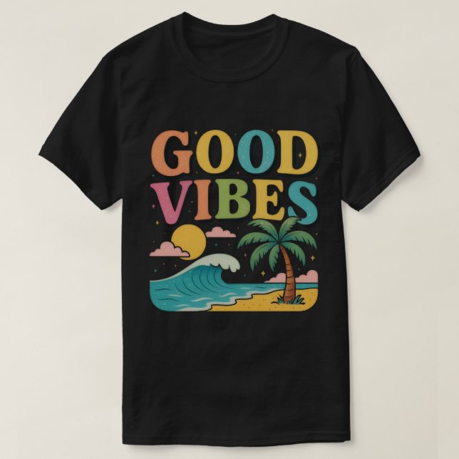 GOOD VIBES Glitter Typography T-Shirt (Design Front)