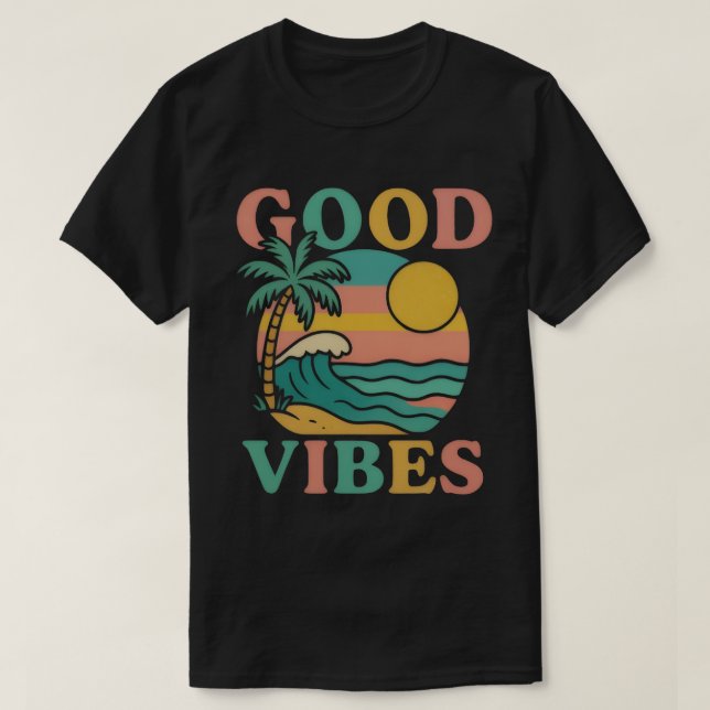 GOOD VIBES Glitter Typography T-Shirt (Design Front)