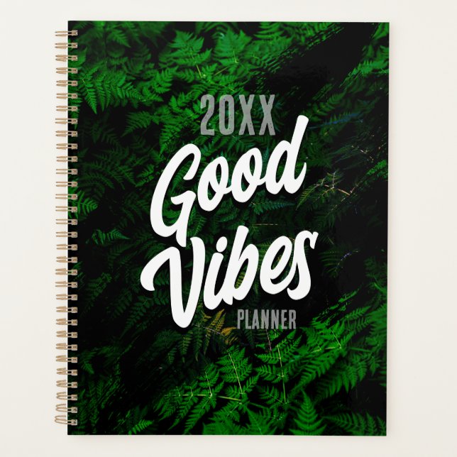 Good Vibes Green Leaf Design Planner (Front)