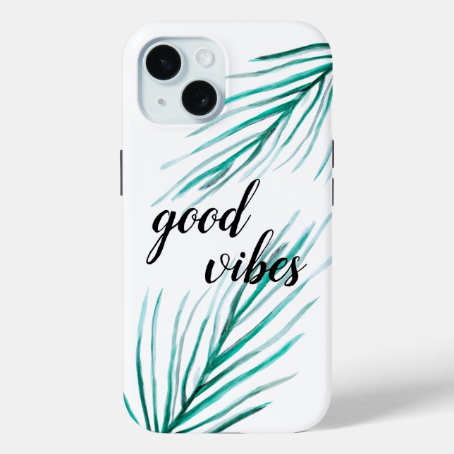 Good vibes Green Palm tree leaves Case-Mate iPhone Case (Back)