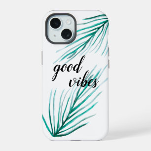 Good vibes Green Palm tree leaves iPhone 15 Case