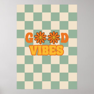 Good vibes groovy retro  poster