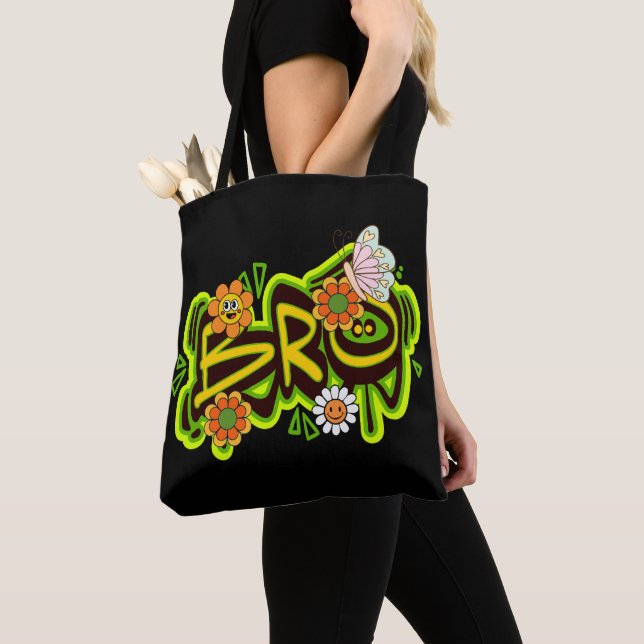 Good Vibes Illustration Typography Tote Bag (Close Up)