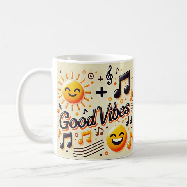 ☀️ + 🎶 = GOOD VIBES Mug (Left)