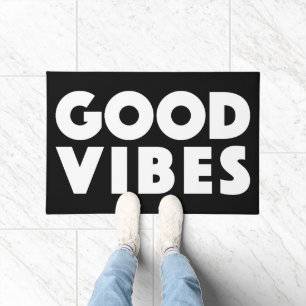 Good Vibes New Age Customisable Black And White Doormat