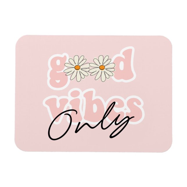Good Vibes Only 70's Hippie Slogan Magnet (Horizontal)