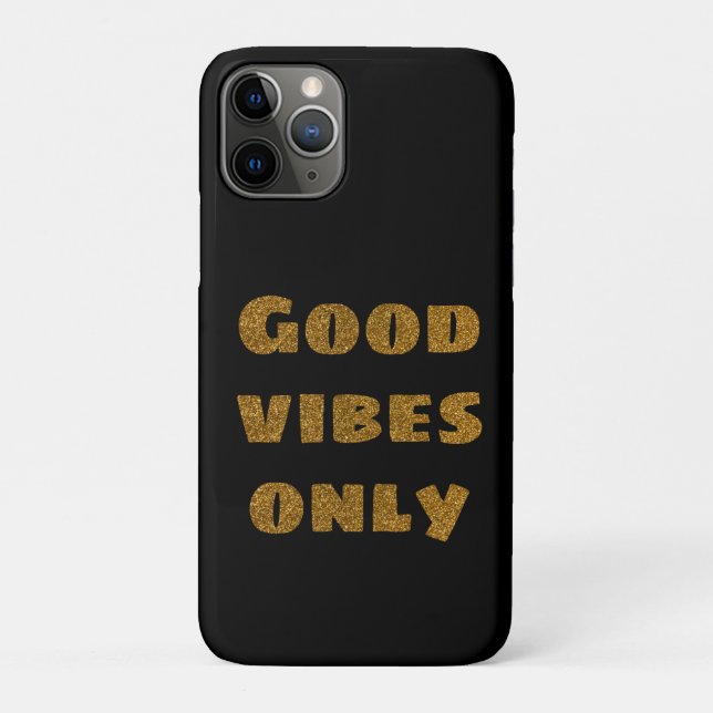 Good Vibes Only | Black and Golden Glitter  Case-Mate iPhone Case (Back)