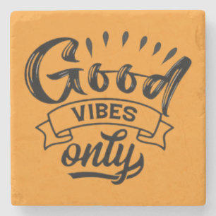 Good Vibes Only Brush Typography Stone Coaster