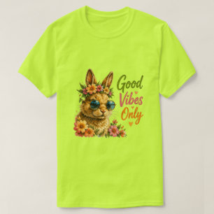 Good Vibes Only Bunny Cute Floral Rabbit T-Shirt