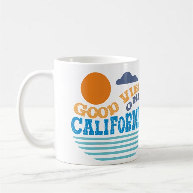 Good Vibes Only California Mug – Retro Sunset Beac (Left)