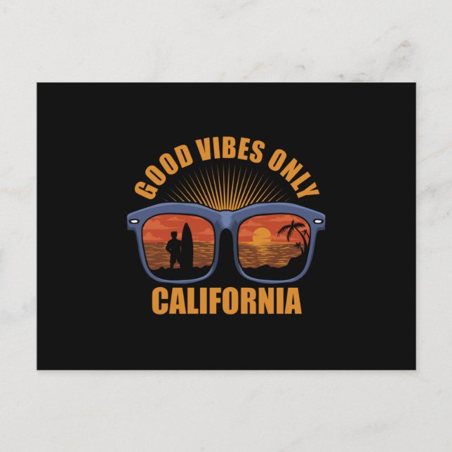 Good Vibes Only California Surfing Surf Postcard (Front)