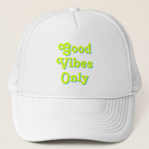 Good Vibes Only chartreuse green light blue white Trucker Hat