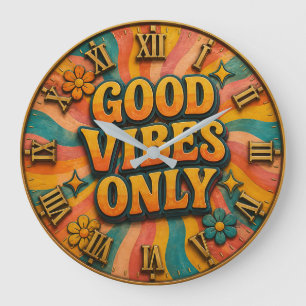 Good Vibes Only Colorful Boho Wall Decor Gift Large Clock