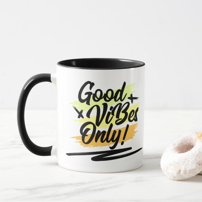 Good Vibes Only Colorful Coffee Mug (With Donut)