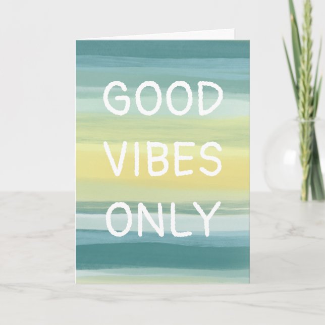 GOOD VIBES ONLY Colourful Watercolor Stripes CUSTO Card (Front)