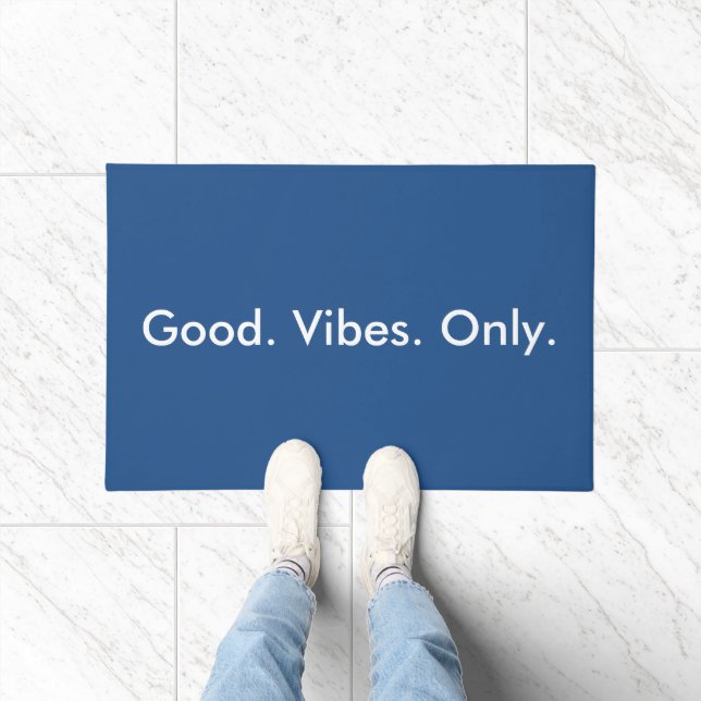 Good. Vibes. Only. Customisable White And Blue Doormat (Indoor)