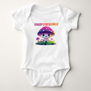 Good Vibes Only Cute Mushroom Baby Bodysuit