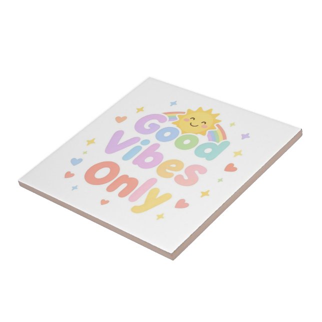 Good vibes only cute pastel text tile (Side)