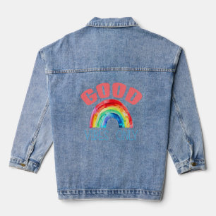 Good Vibes Only Cute Rainbow Denim Jacket