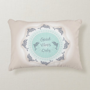 Good Vibes Only   Dolphins Coastal Decorative Cushion