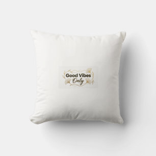 Good Vibes Only - Gold Floral Minimalist Design -  Cushion
