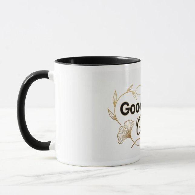 Good Vibes Only - Gold Floral Minimalist Design -  Mug (Left)