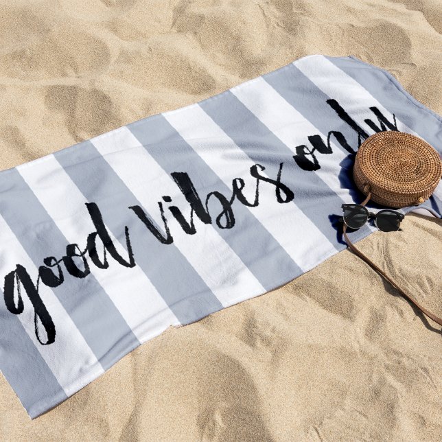 Good Vibes Only | Grey Stripe Beach Towel (Creator Uploaded)