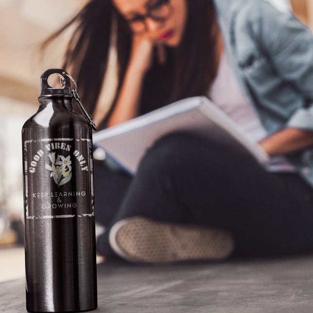 Good Vibes Only-Keep Learning & Growing Design 710 Ml Water Bottle (Creator Uploaded)