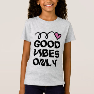Good Vibes Only kid's t shirt with cute pink heart
