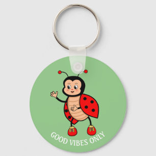 Good Vibes Only Ladybug on Green Key Ring