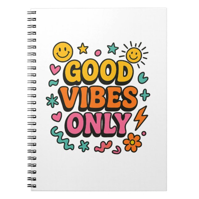 Good Vibes Only Notebook – Funky Retro  (Front)
