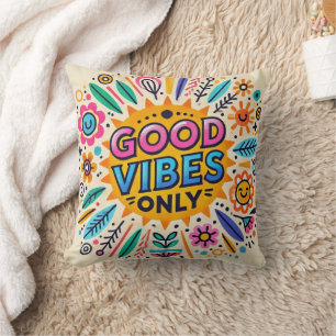 Good Vibes Only Pillow – Positive Quote Cushion