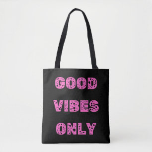 Good Vibes Only Pink Aesthetic Positive Quote Desi Tote Bag