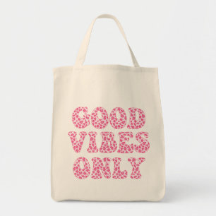 Good Vibes Only - Pink Leopard Print Cute Girls Tote Bag