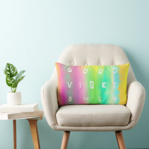 Good Vibes Only Positivity Inspiration Painting Lumbar Cushion