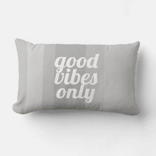 good vibes only quote modern grey stripes lumbar cushion