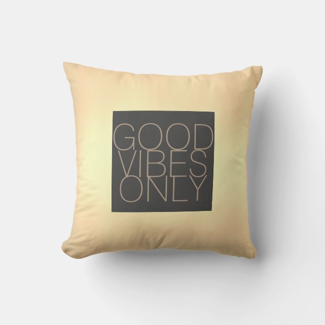 good vibes only quote pillow sepia and grey (Front)