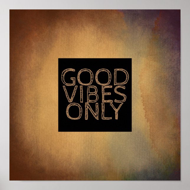 good vibes only quote poster wall art brown (Front)