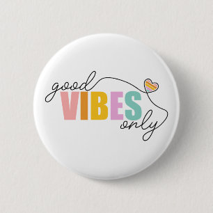 Good Vibes Only Rainbow Heart 6 Cm Round Badge