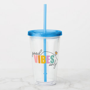 Good Vibes Only Rainbow Heart Acrylic Tumbler