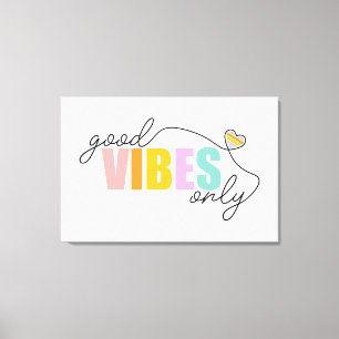 Good Vibes Only Rainbow Heart Canvas Print
