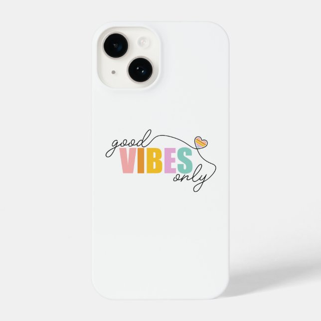 Good Vibes Only Rainbow Heart iPhone Case (Back)