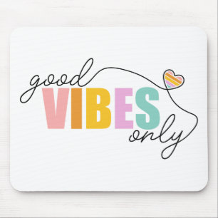 Good Vibes Only Rainbow Heart Mouse Mat