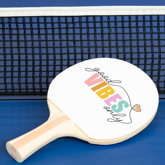 Good Vibes Only Rainbow Heart Ping Pong Paddle (Insitu)
