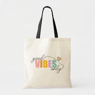 Good Vibes Only Rainbow Heart Tote Bag