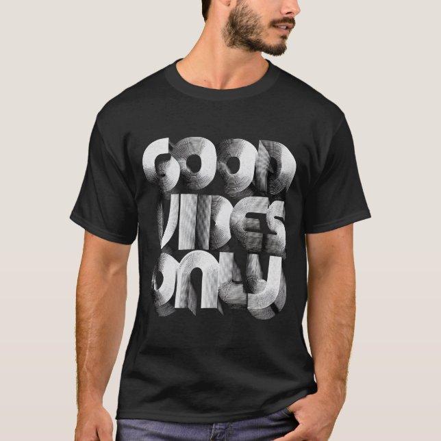 Good Vibes Only – Retro 3D Line Typography T-Shirt (Front)